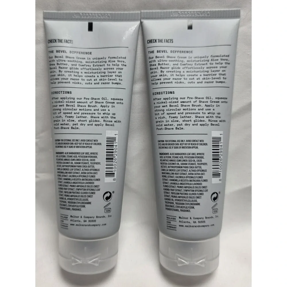 Bevel Shaving Cream for Men, Moisturizing Shave Cream with Aloe‎ Vera QTY:2